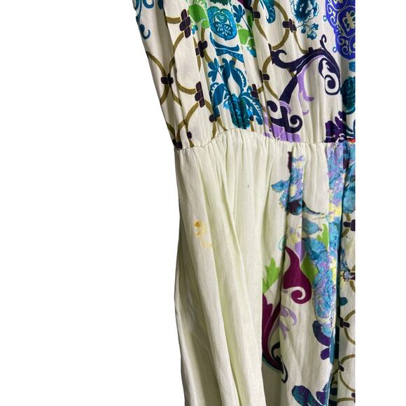 Anthro Hemant & Nandita Embroidered Canaria Maxi Boho Silk Floral Sleeveless XS - Picture 12 of 13